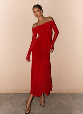 Maribel Maxi Dress - Red Fresh Outfit Delicate Touch