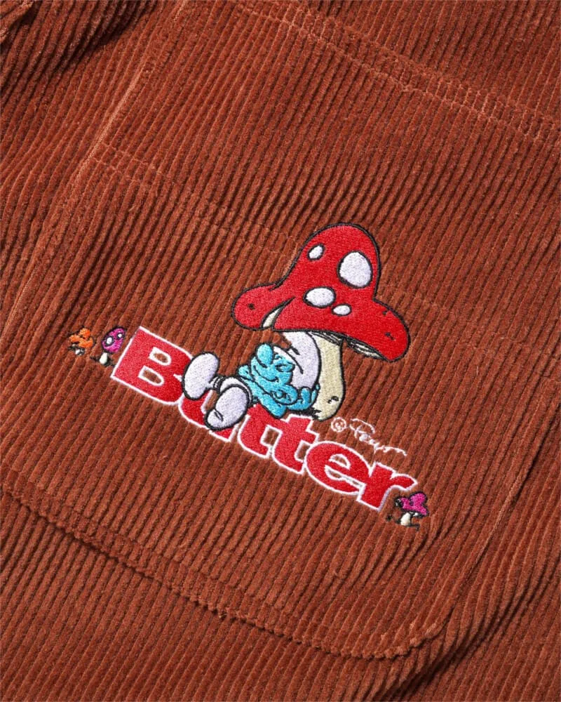 Butter Goods x Smurf Mushroom Corduroy Shorts Rust