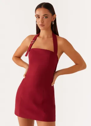 Bianca Halter Dress - Red Halter-Neck Calm Silhouette