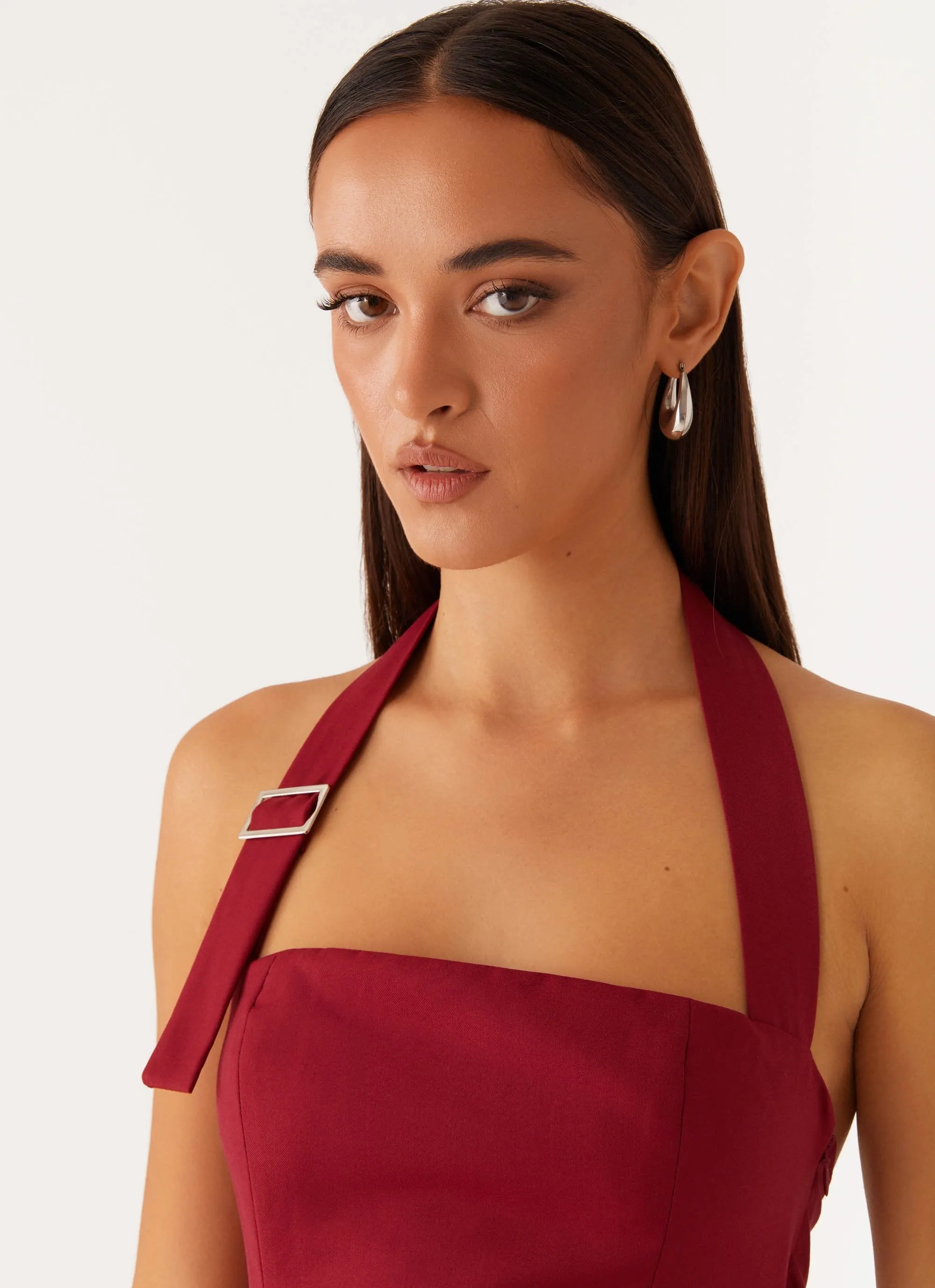 Bianca Halter Dress - Red Sporty Comfort Sleek Fit