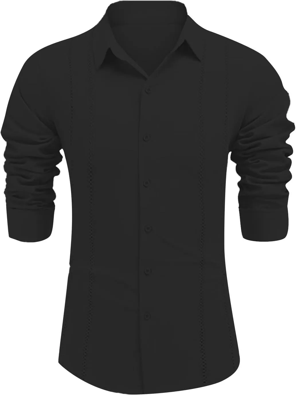 Button Down Shirts Men Long Sleeve Dress Shirts Wrinkle Free Cuban Guayabera Shirts Vacation Casual Beach Shirts
