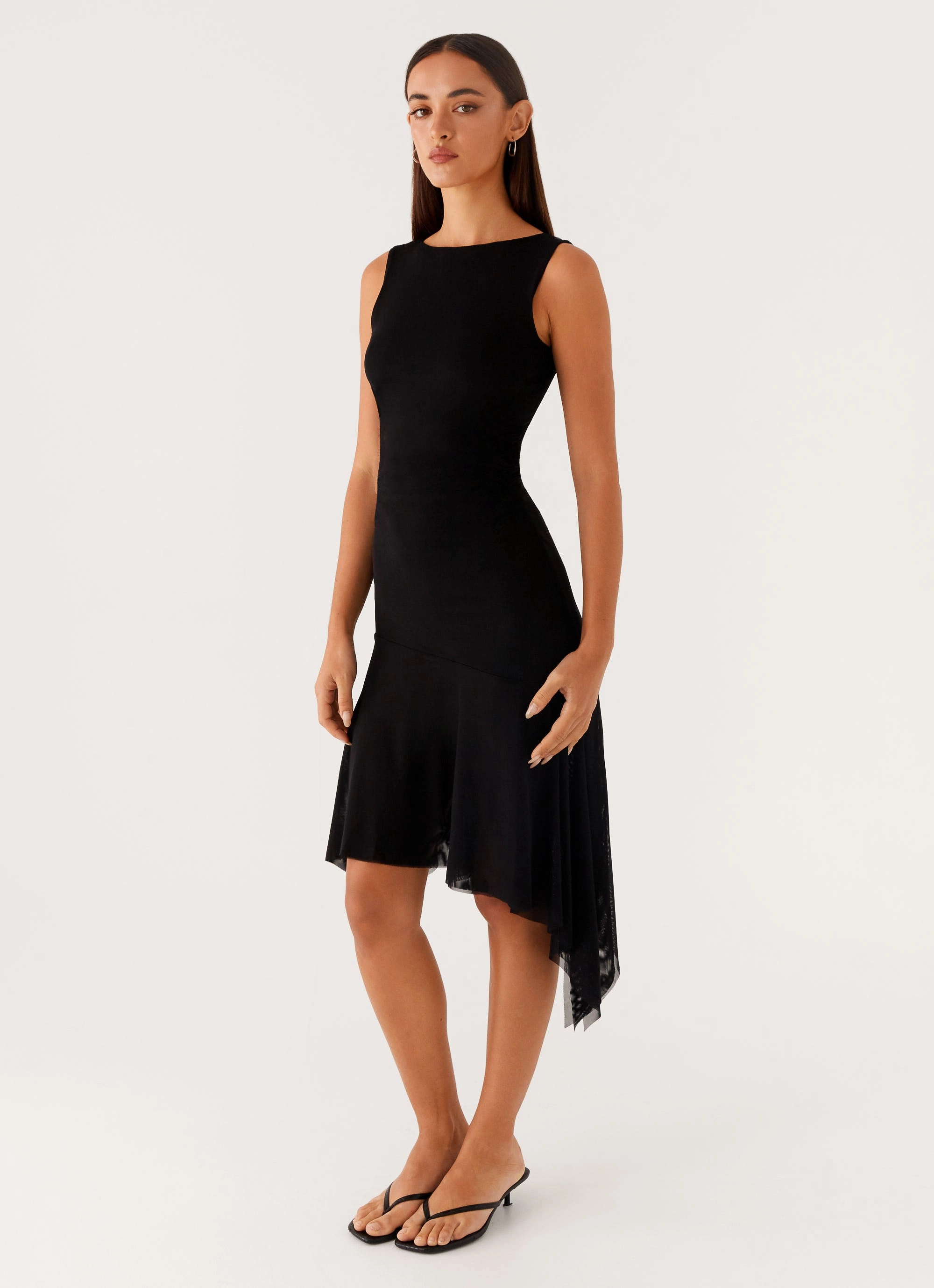 Winona Midi Dress - Black Earth-Tone