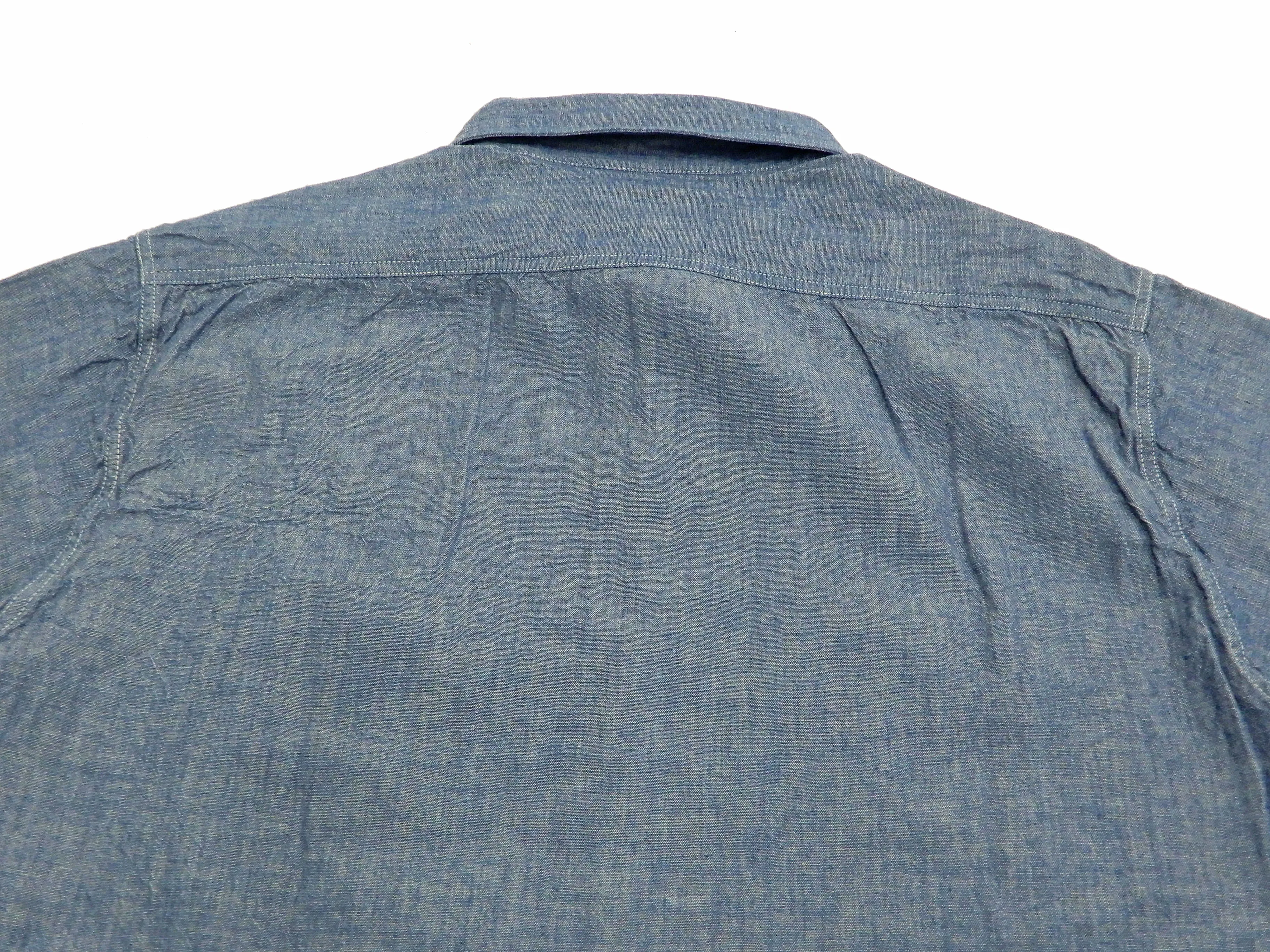 Buzz Rickson Chambray Shirt Men's U.S. Navy Military Style Plain Long Sleeve Button Up Shirt BR25995 Blue Chambray