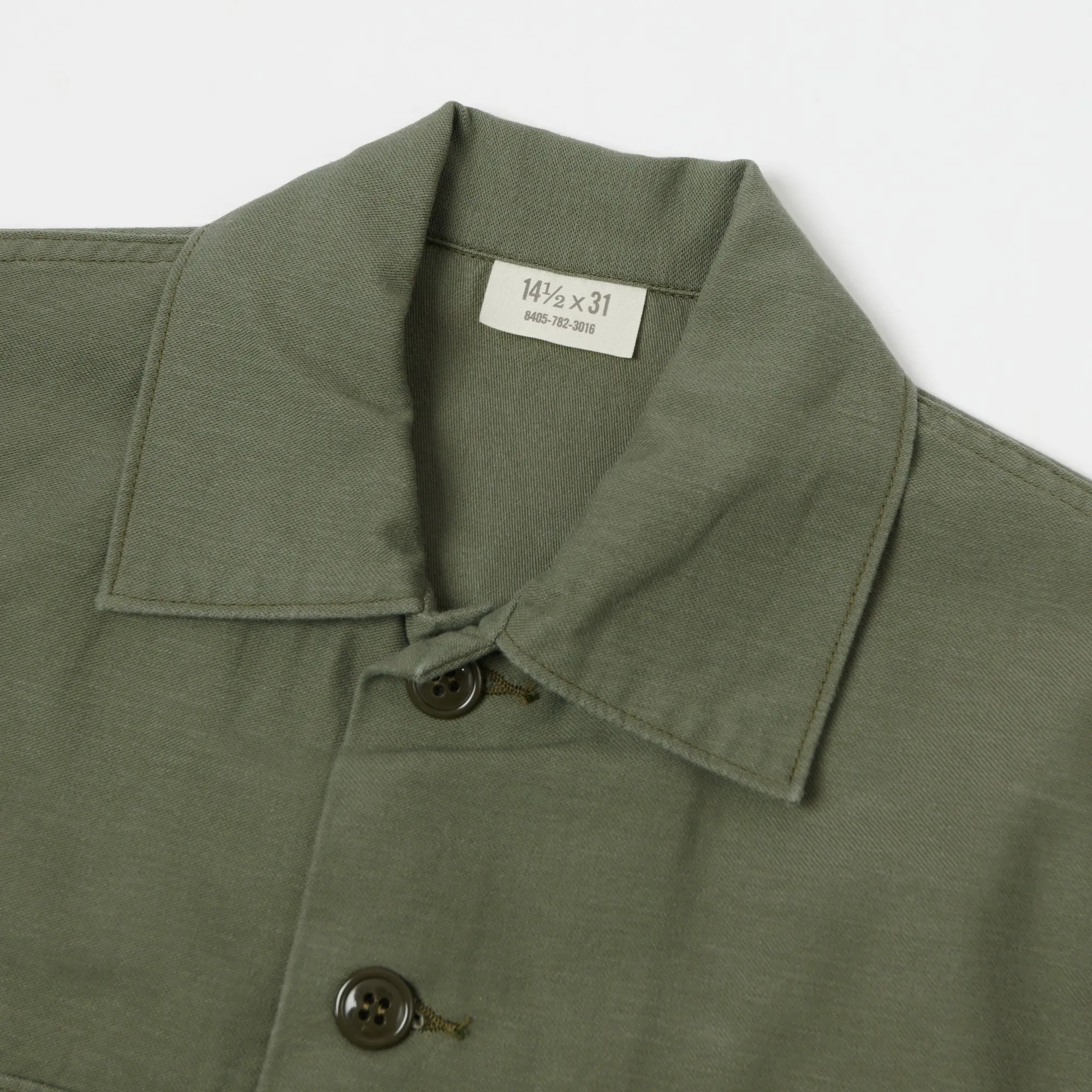 Buzz Rickson's OG-107 Cotton Sateen Utility Shirt - Olive