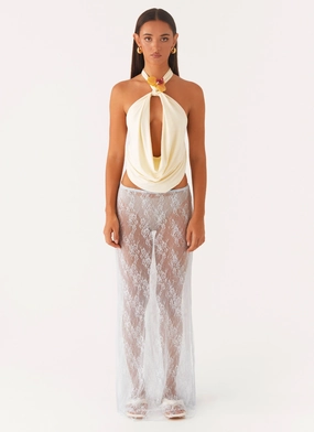 Seamless Design Caden Lace Maxi Skirt - Blue