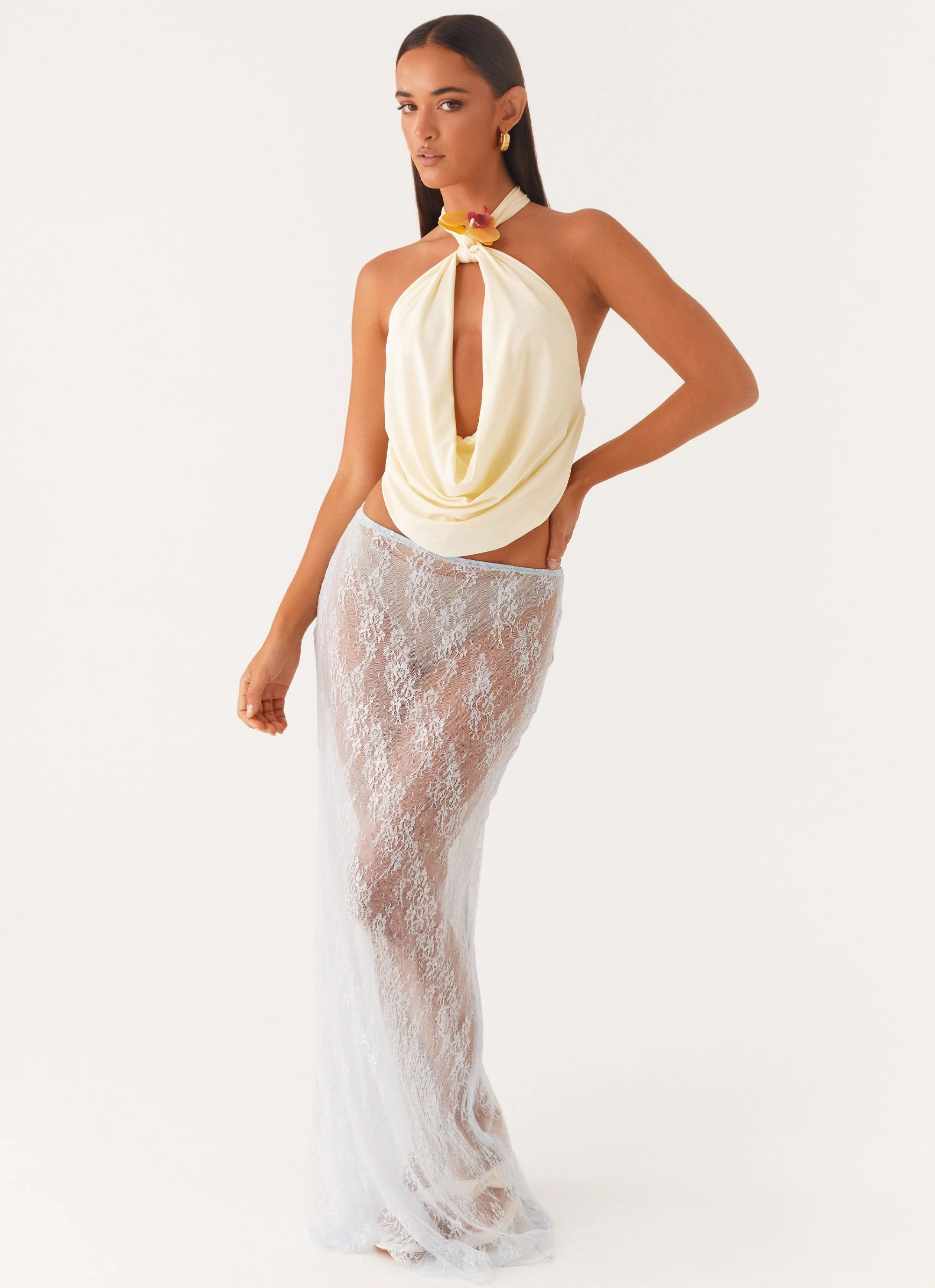 Caden Lace Maxi Skirt - Blue Basic Layers