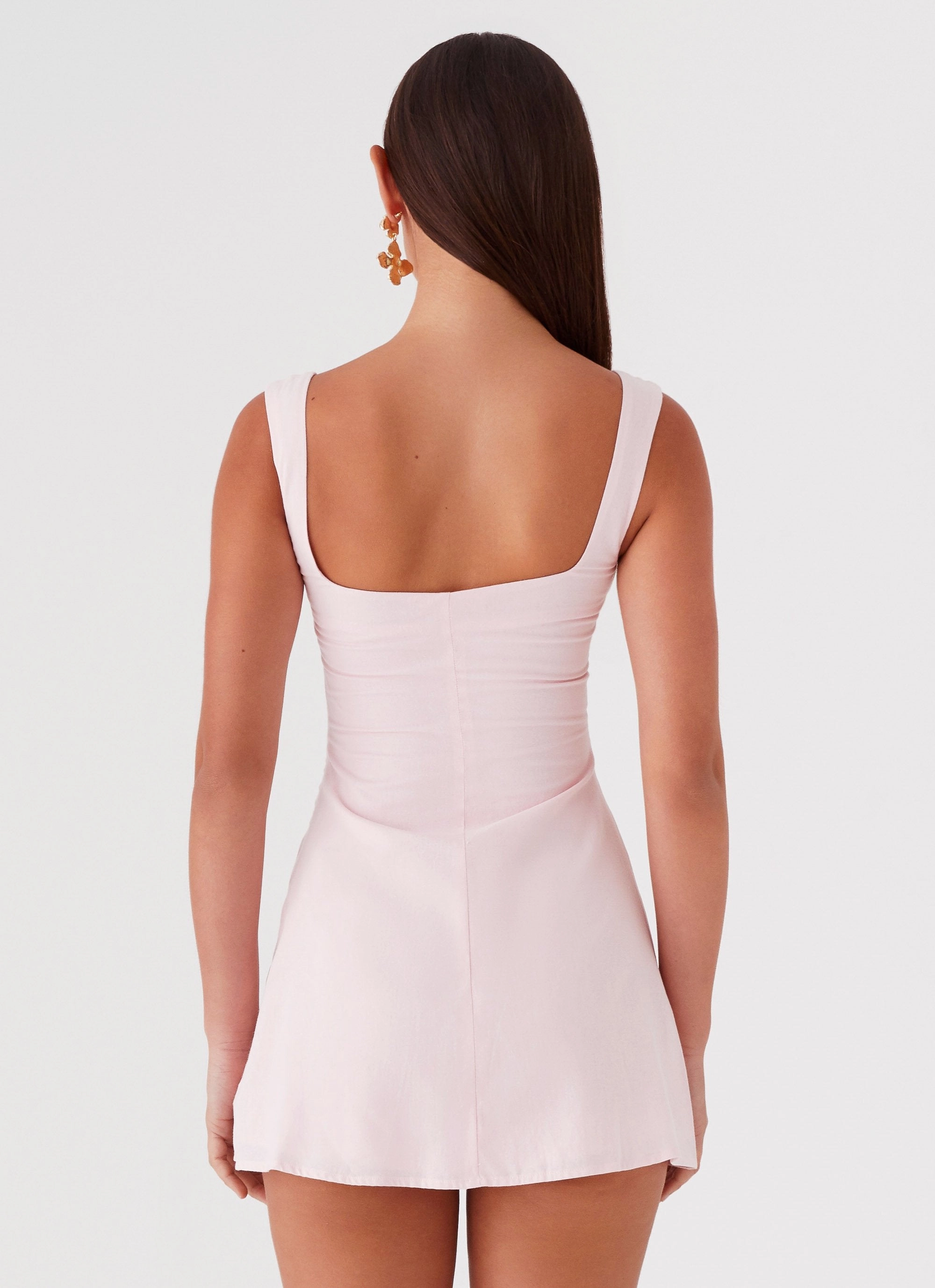 Cadence Mini Dress - Baby Pink Satin-Edge