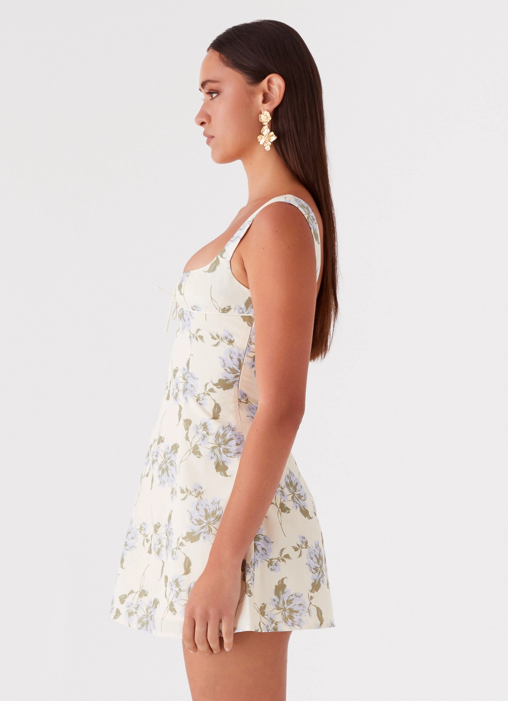 Tailored Piece Cadence Mini Dress - Yellow Purple Floral