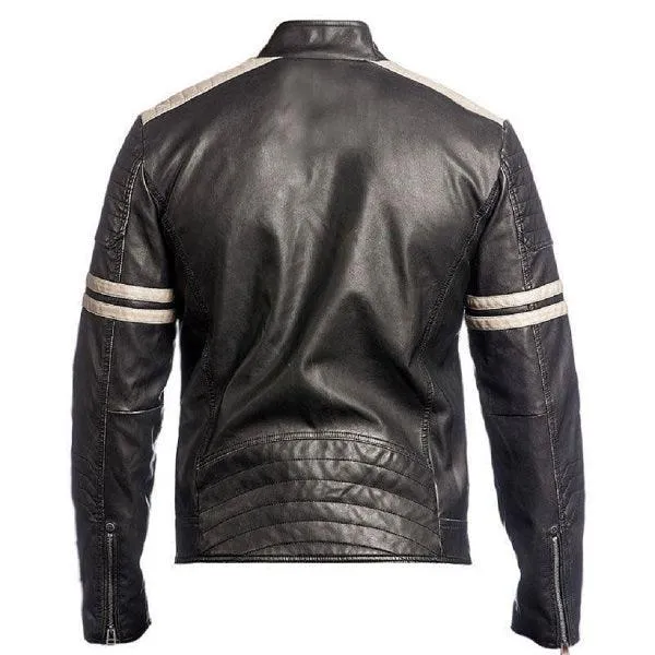 Cafe Racer Jacket Motorcycle Retro Moto black Leather Jacket
