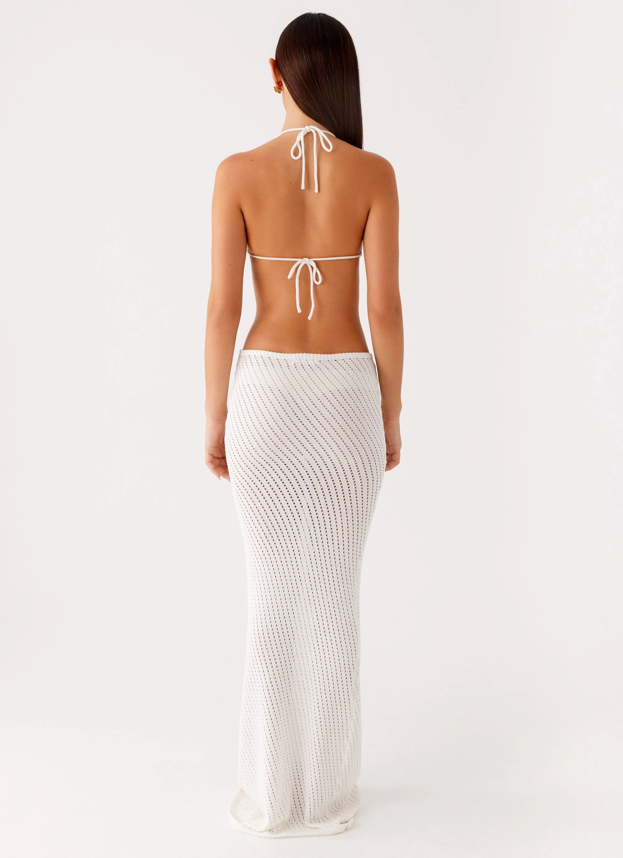 Caicos Crochet Maxi Dress - White Layered Form Fashion-Forward