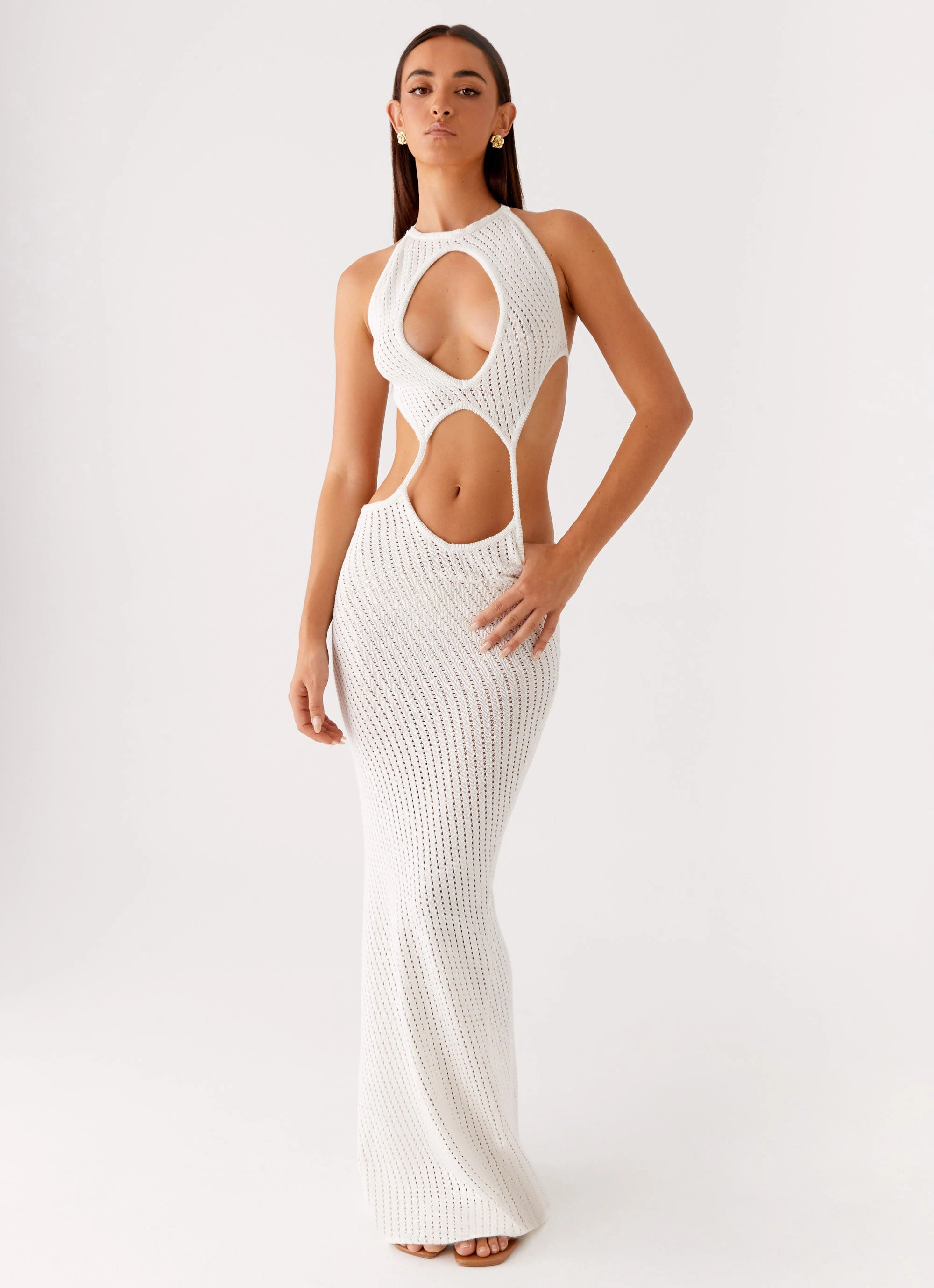 Reversible-Style Caicos Crochet Maxi Dress - White