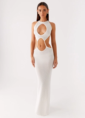 Caicos Crochet Maxi Dress - White Casual Tones