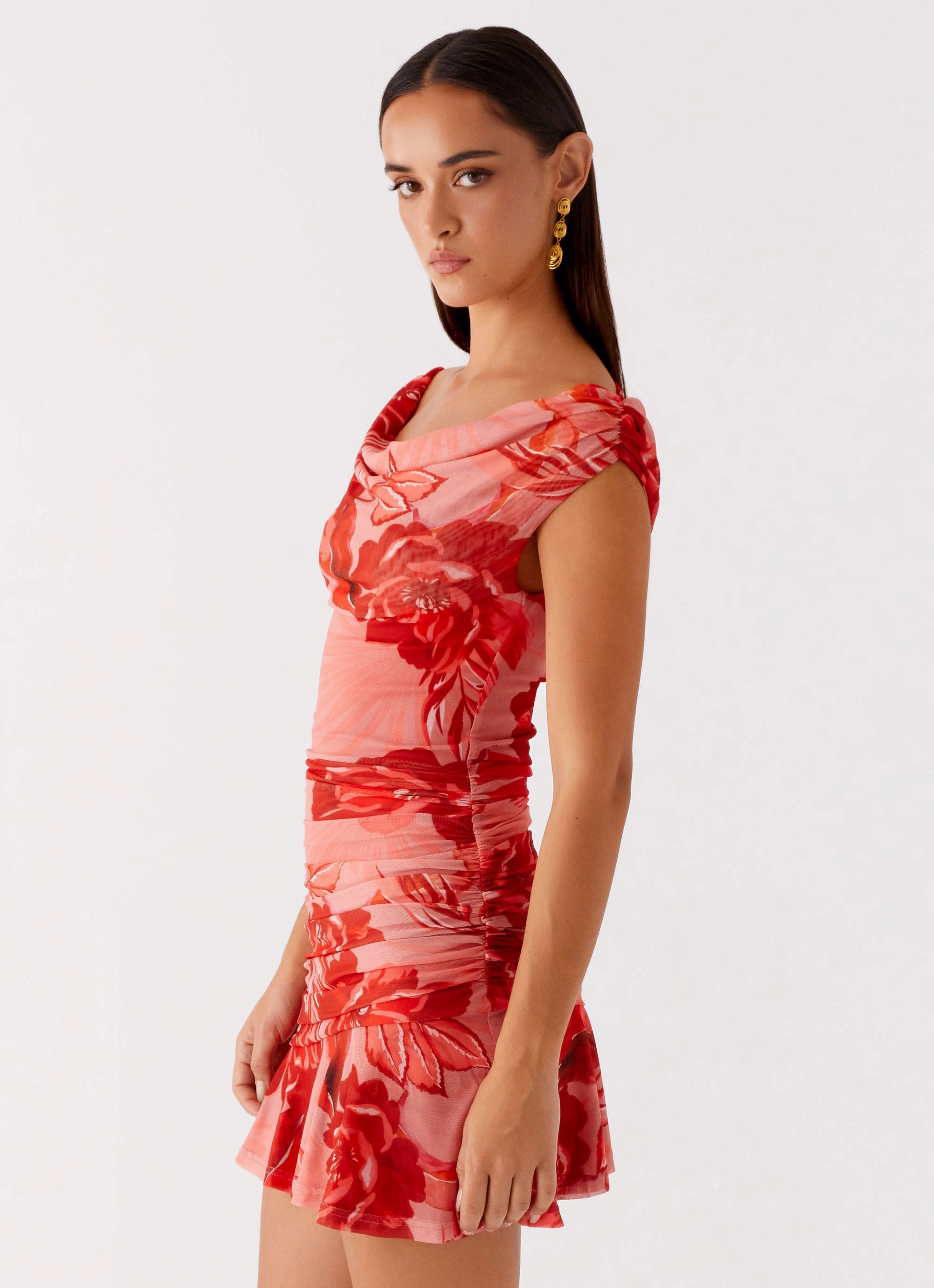 Flattering Waist Design Fit Cait Mini Dress - Sicily Sunsets Print