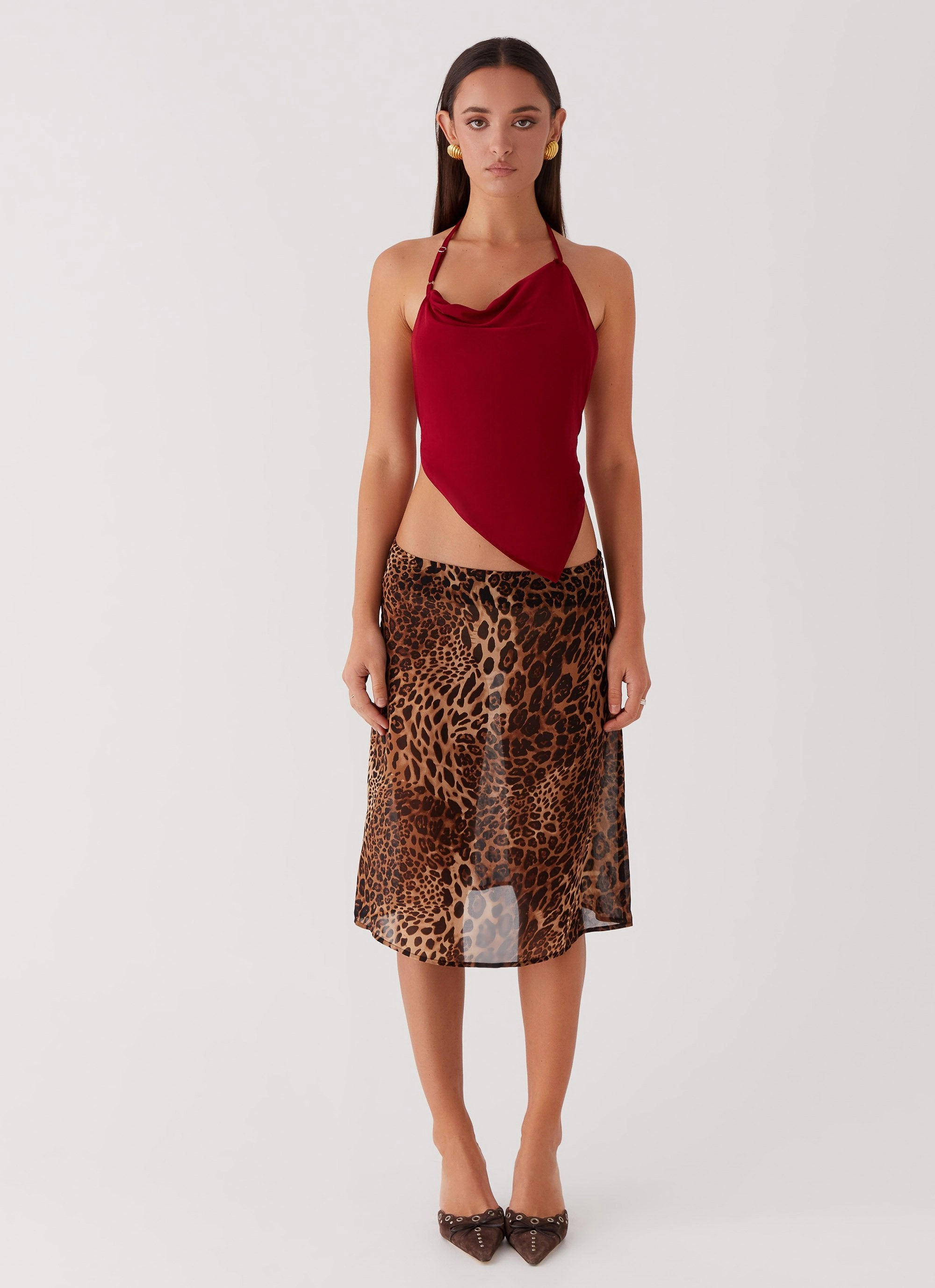 Caley Lee Asymmetric Top - Red AthleisureInspired Elastic Edge Binding