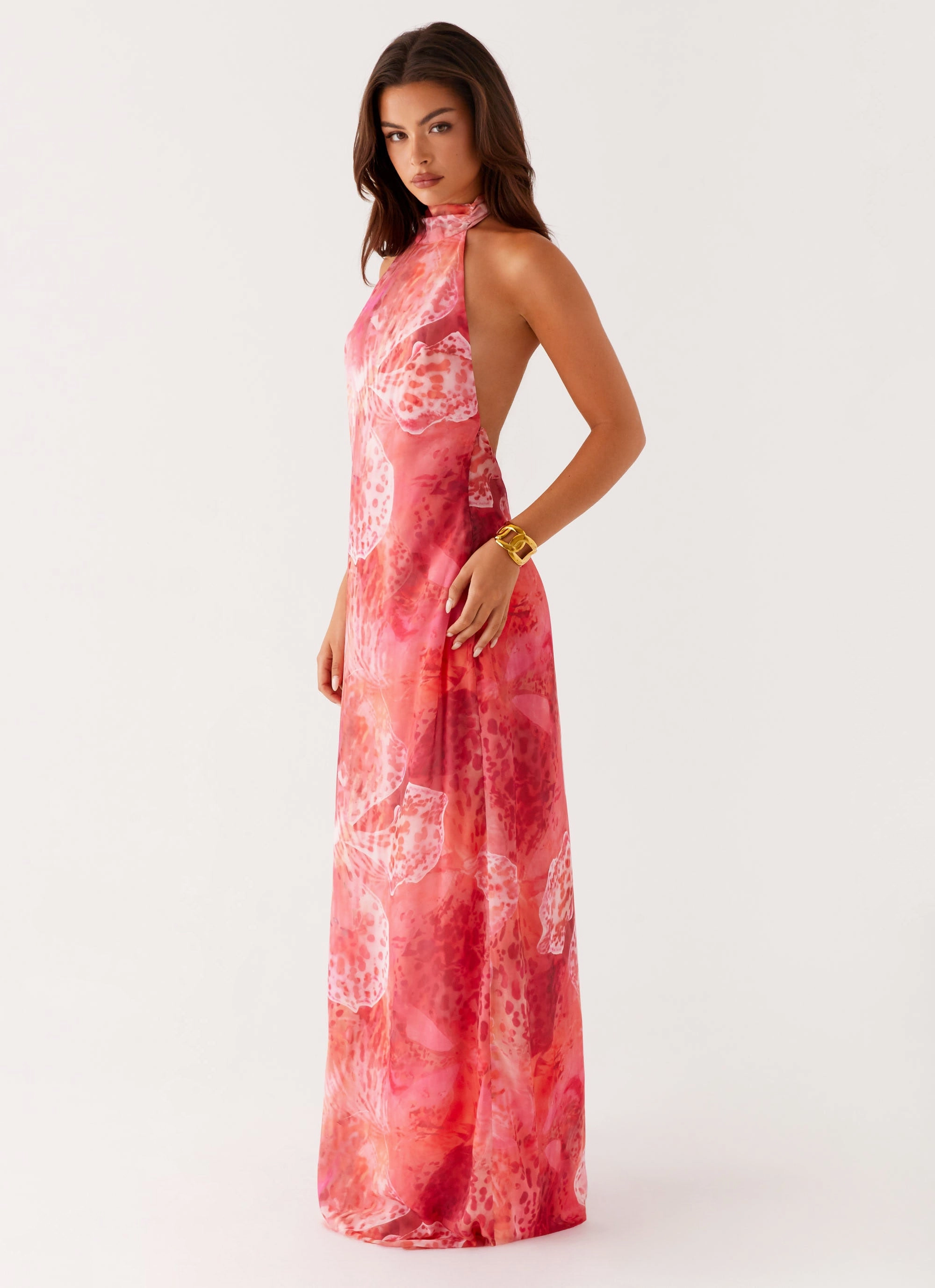 Luxurious Texture California Maxi Dress - Flamingo Fling