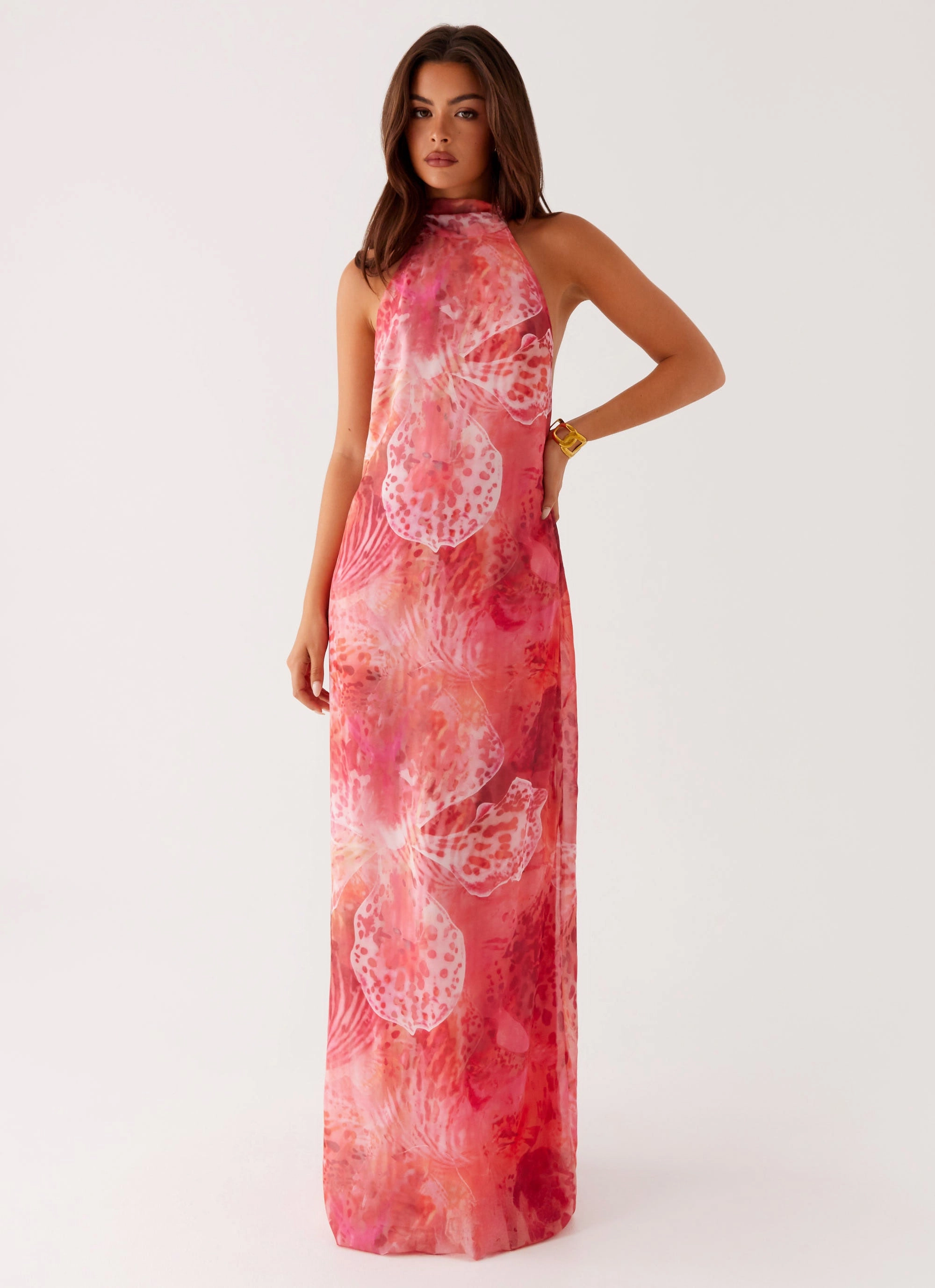 California Maxi Dress - Flamingo Fling Dreamy Look Clean Lines
