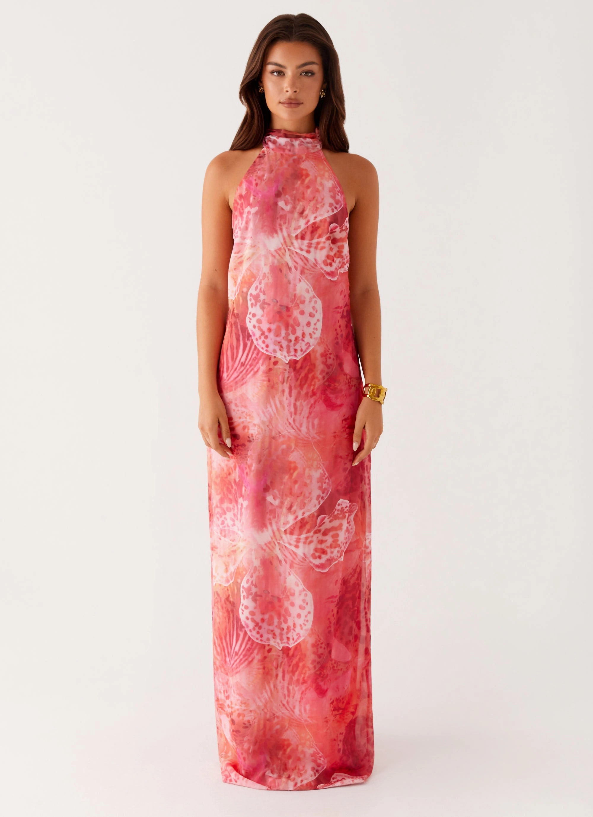Texture Style Stylish Waistband Design California Maxi Dress - Flamingo Fling