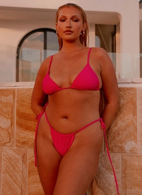 Streamlined Cut Reinforced Strap Anchors Calista Bikini Bottoms - Pink