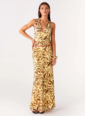 Call Me Low Rise Maxi Skirt - Yellow Zebra HighRiseWaist Active Lifestyle