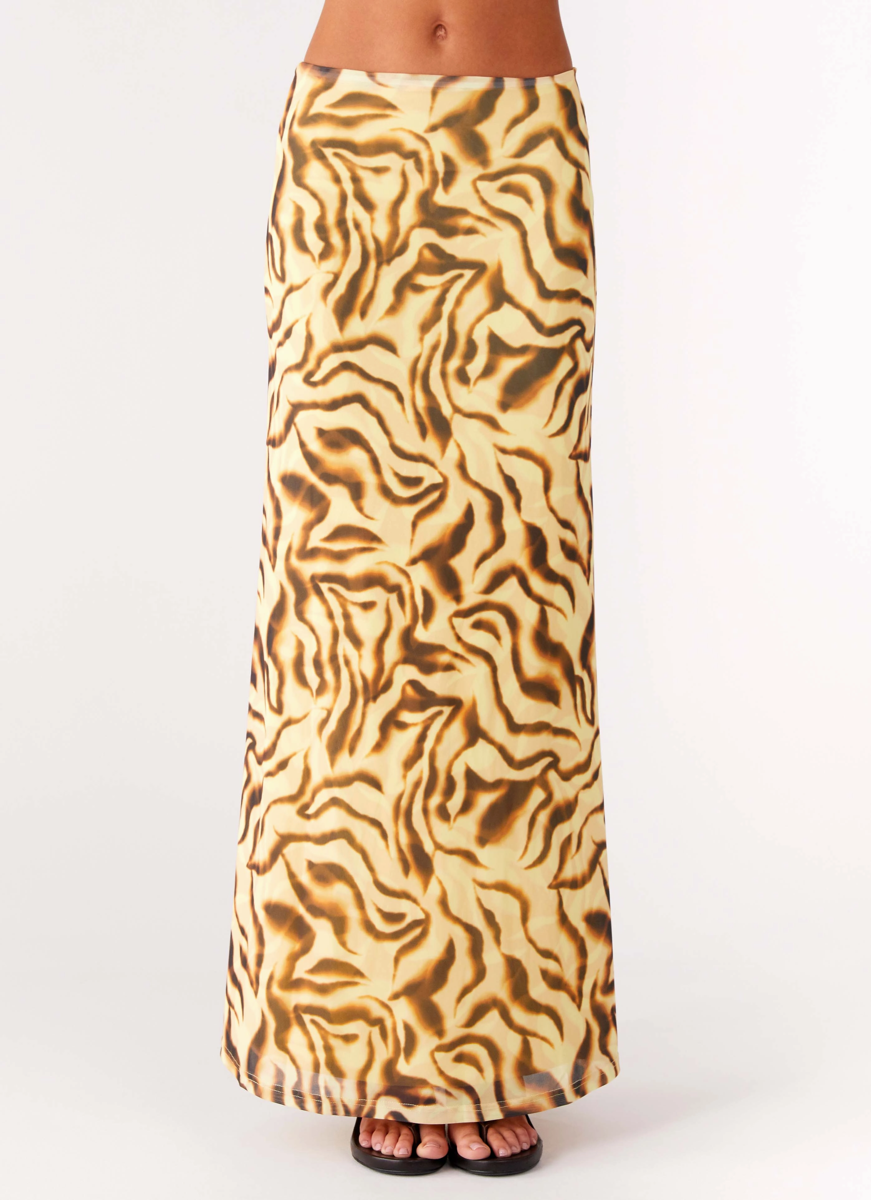 Secure Cuff Design soft fit Call Me Low Rise Maxi Skirt - Yellow Zebra