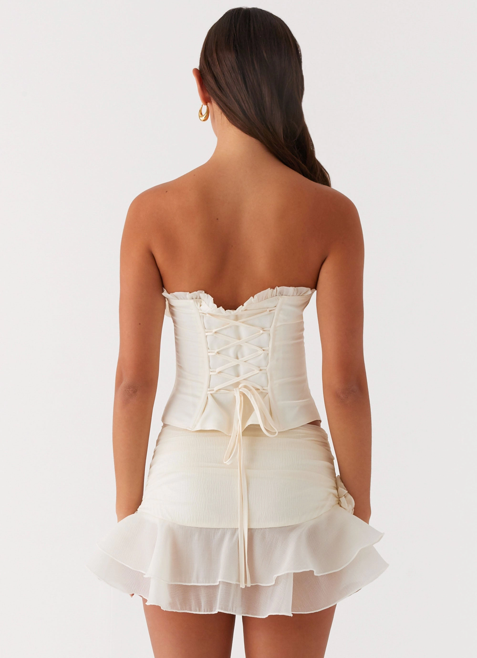 Call Me Never Strapless Corset Top - Ivory Double Faced Jersey Knit