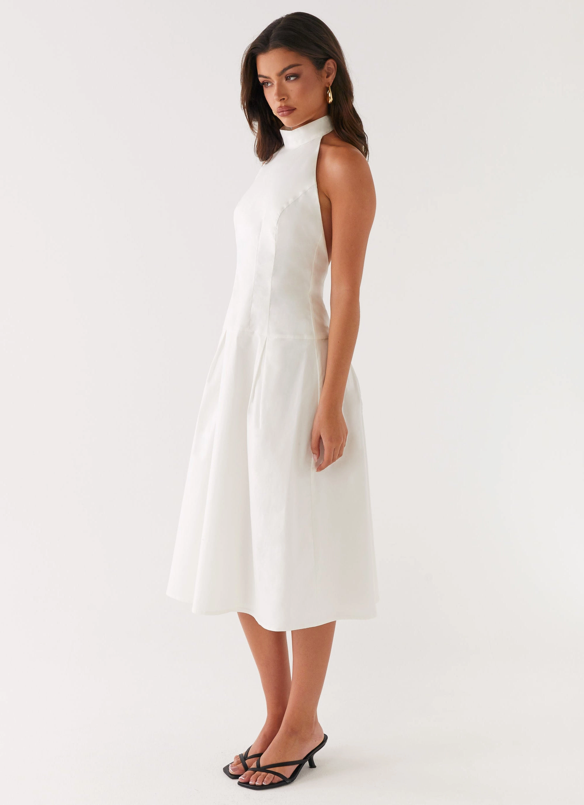 Resort Ready Calla Halter Midi Dress - White
