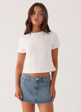 Refined Mood Carrie Denim Mini Skirt - Washed Indigo