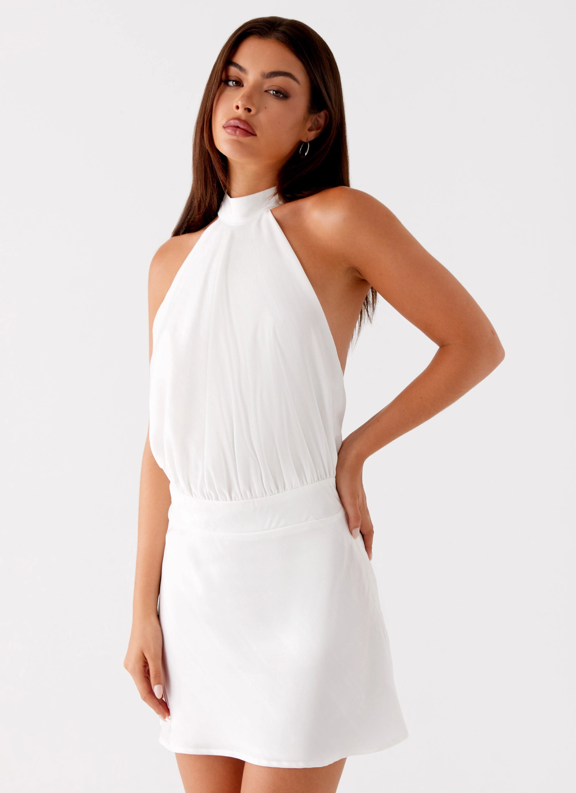 Camera Shy Mini Dress - Ivory Timeless slip dress Light Soft