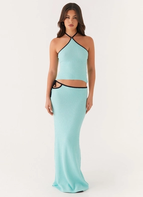 Cameron Crochet Maxi Skirt - Pale Blue Bamboo Fiber Comfort Mood