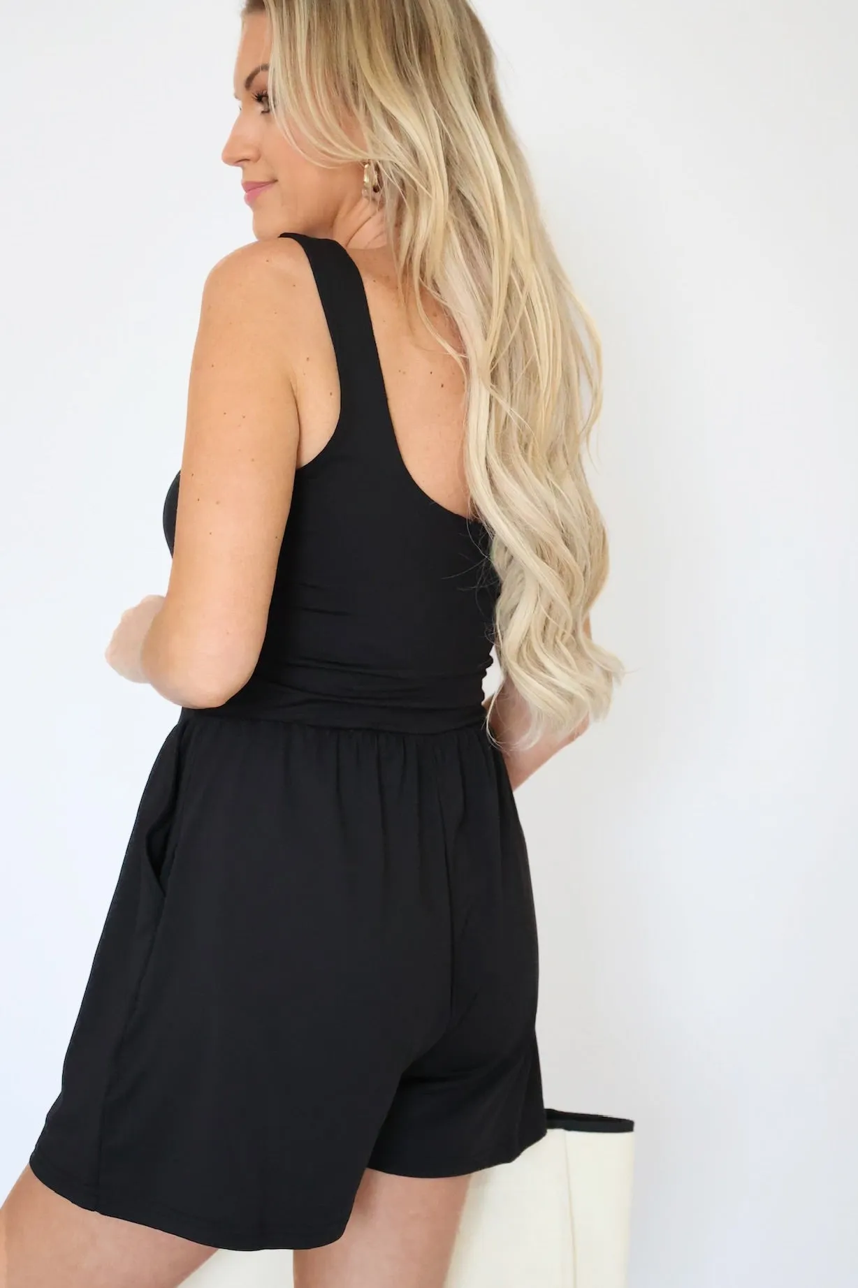 Camila Tank Romper - Black NonFade Dye