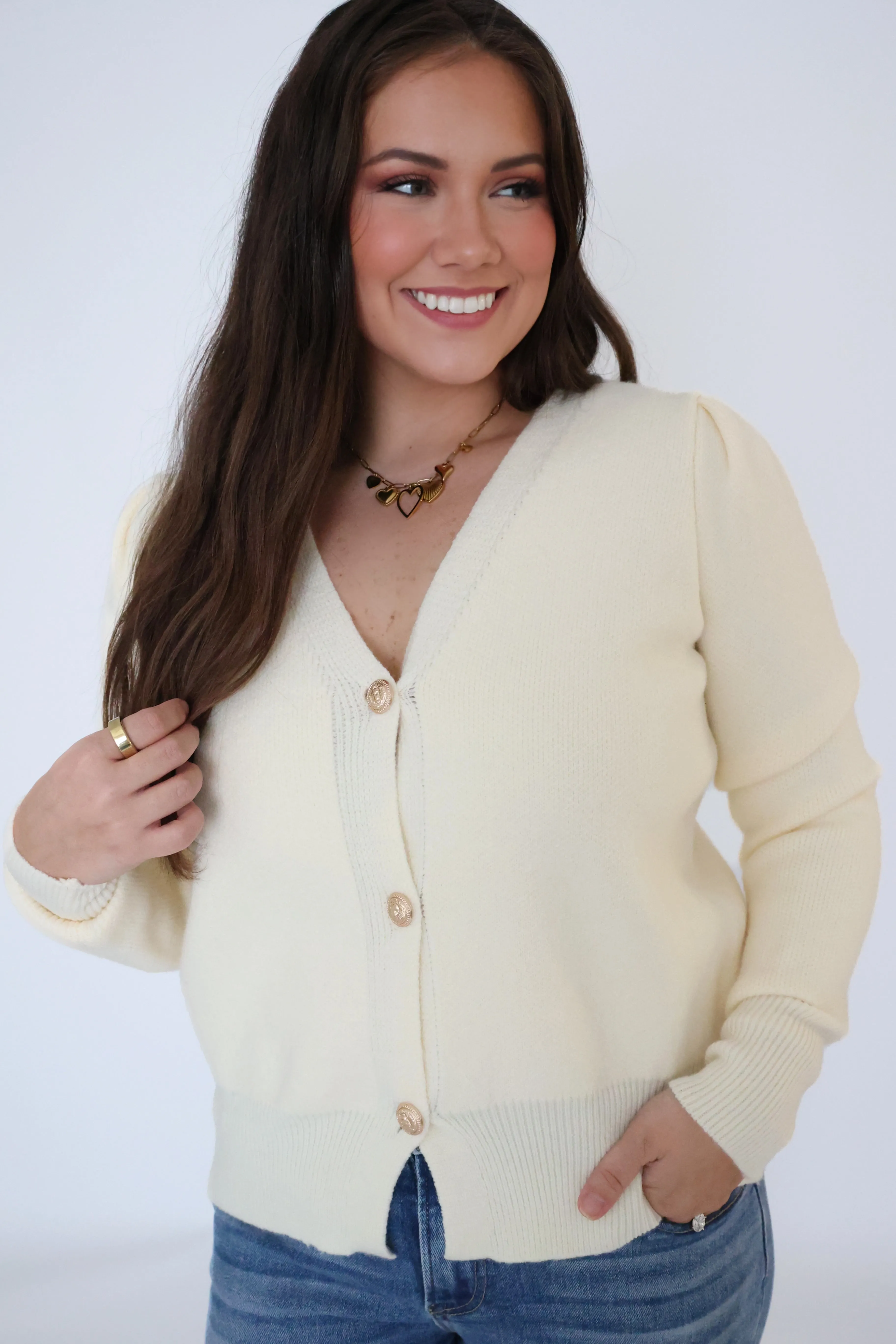 WrinkleFree Weaving BreathableFabricTech Candace Cardigan-Cream(FINAL SALE)