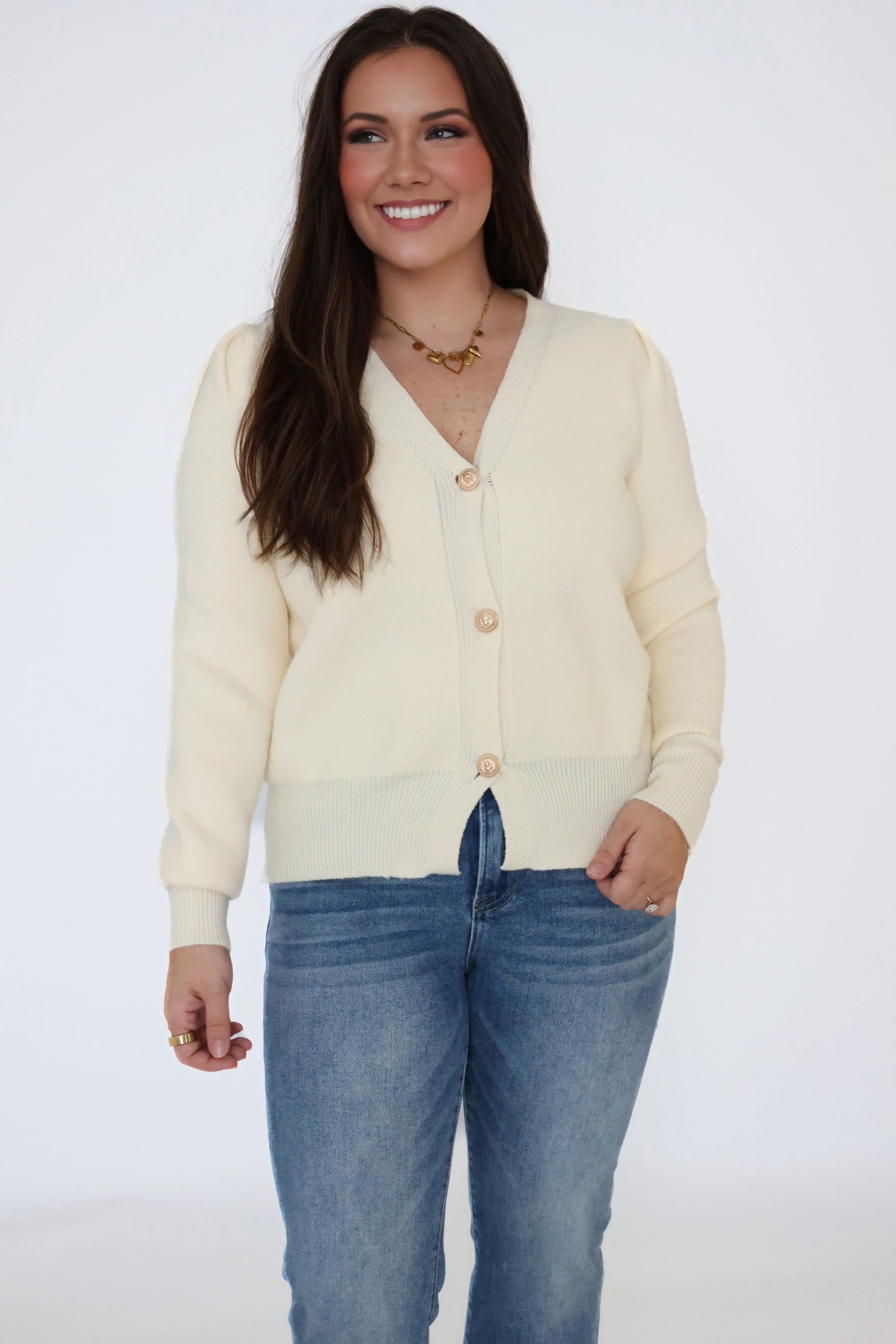 Candace Cardigan-Cream(FINAL SALE) Heather Effect Finish