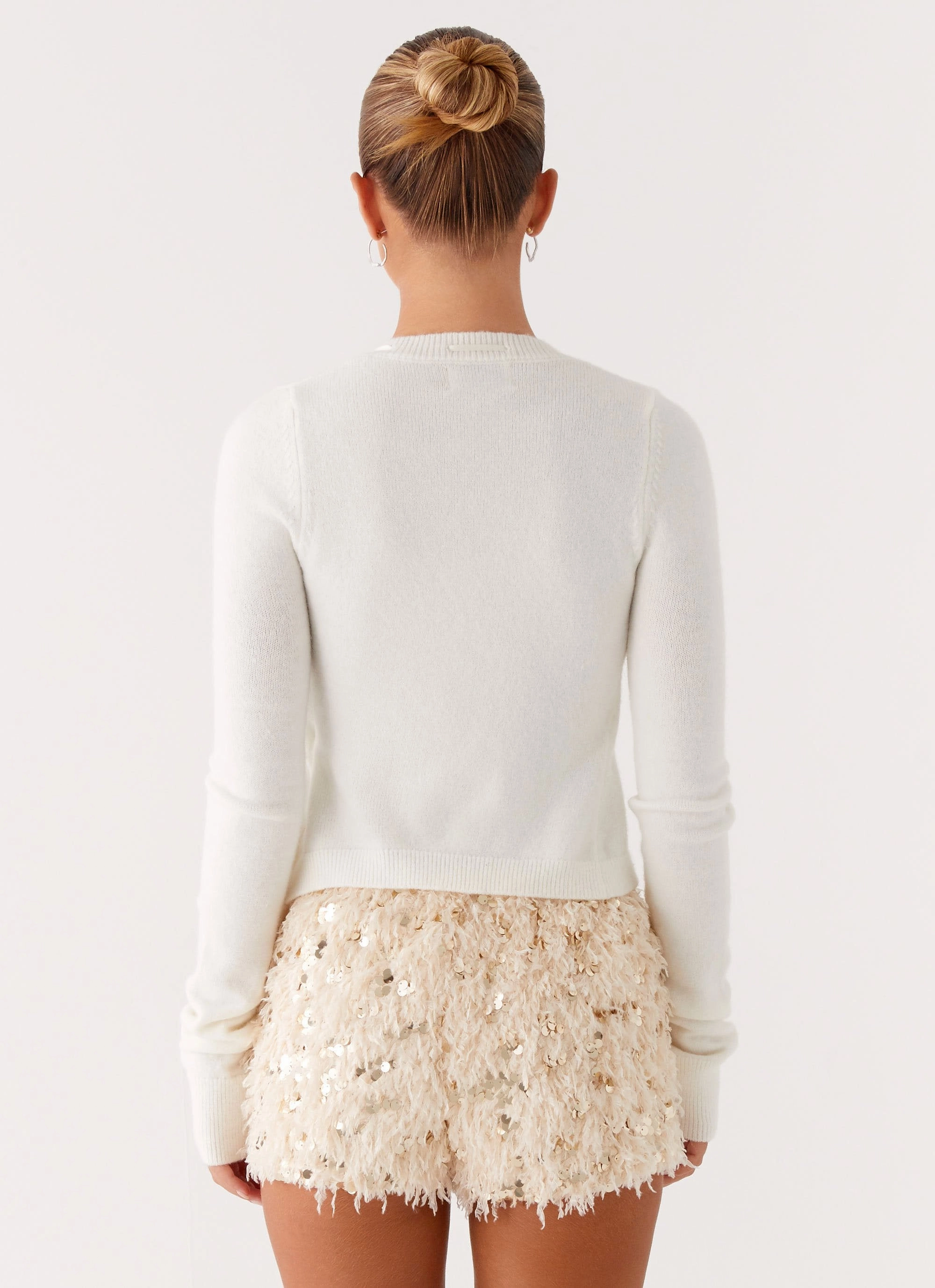 Feminine Fit Candy Sequin Mini Shorts - White