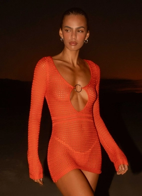 Sunriser Crochet Mini Dress - Red Trendy Piece Clean Touch