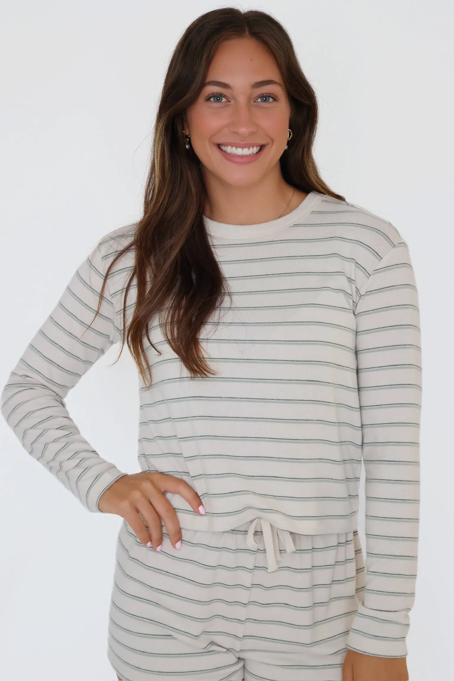 Laid Back Stripe Top - Hunter Green Hot Weather