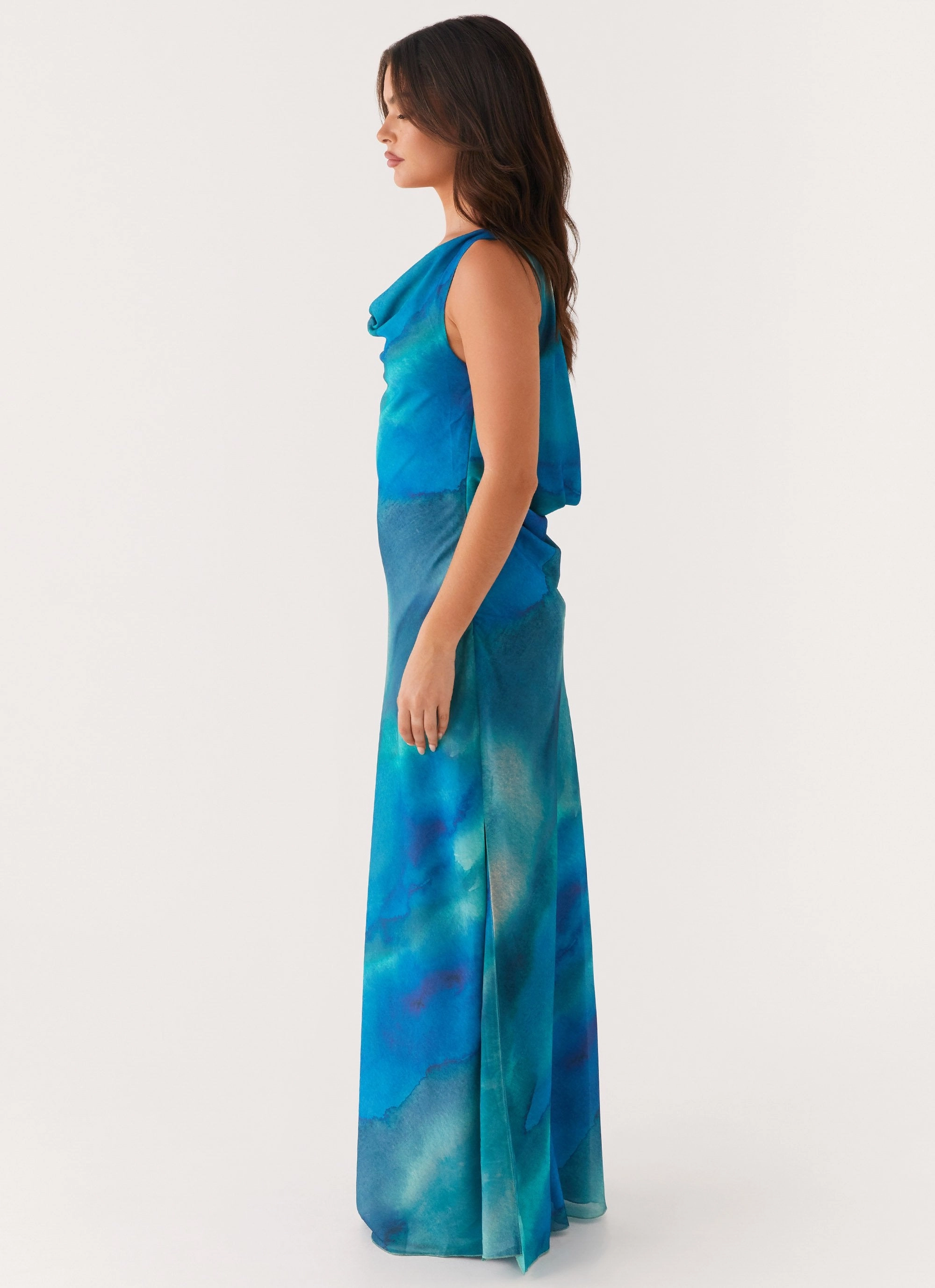 Carelle Maxi Dress - Blue Tie Dye Feminine fit-and-flare silhouette