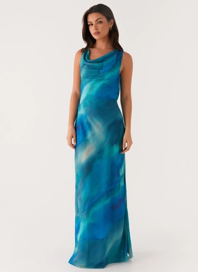 Pure Stitch Carelle Maxi Dress - Blue Tie Dye