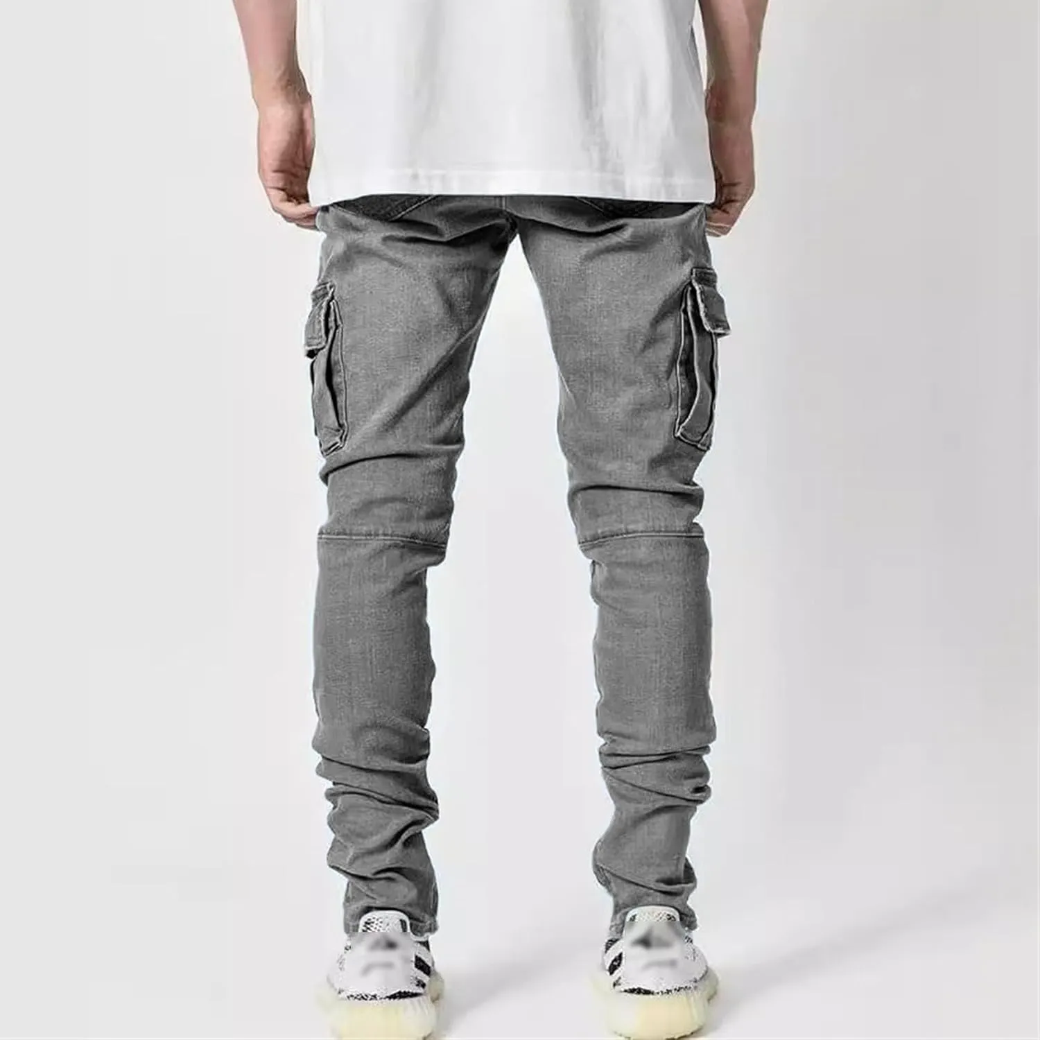 Cargo Jeans for Men Jogger Slim Fit Stretch Skinny Jean Straight Leg Comfort Flex Waist Pants Summer Trend Trouser