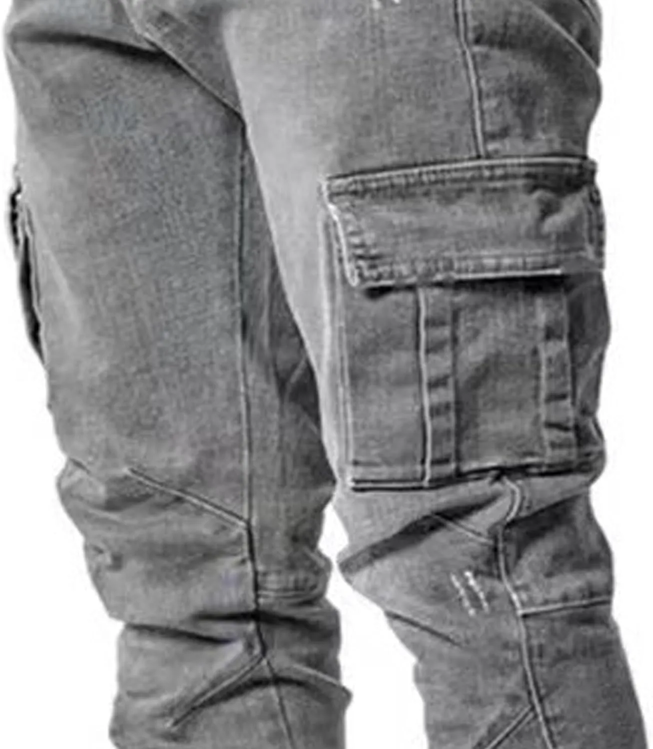 Cargo Jeans for Men Jogger Slim Fit Stretch Skinny Jean Straight Leg Comfort Flex Waist Pants Summer Trend Trouser