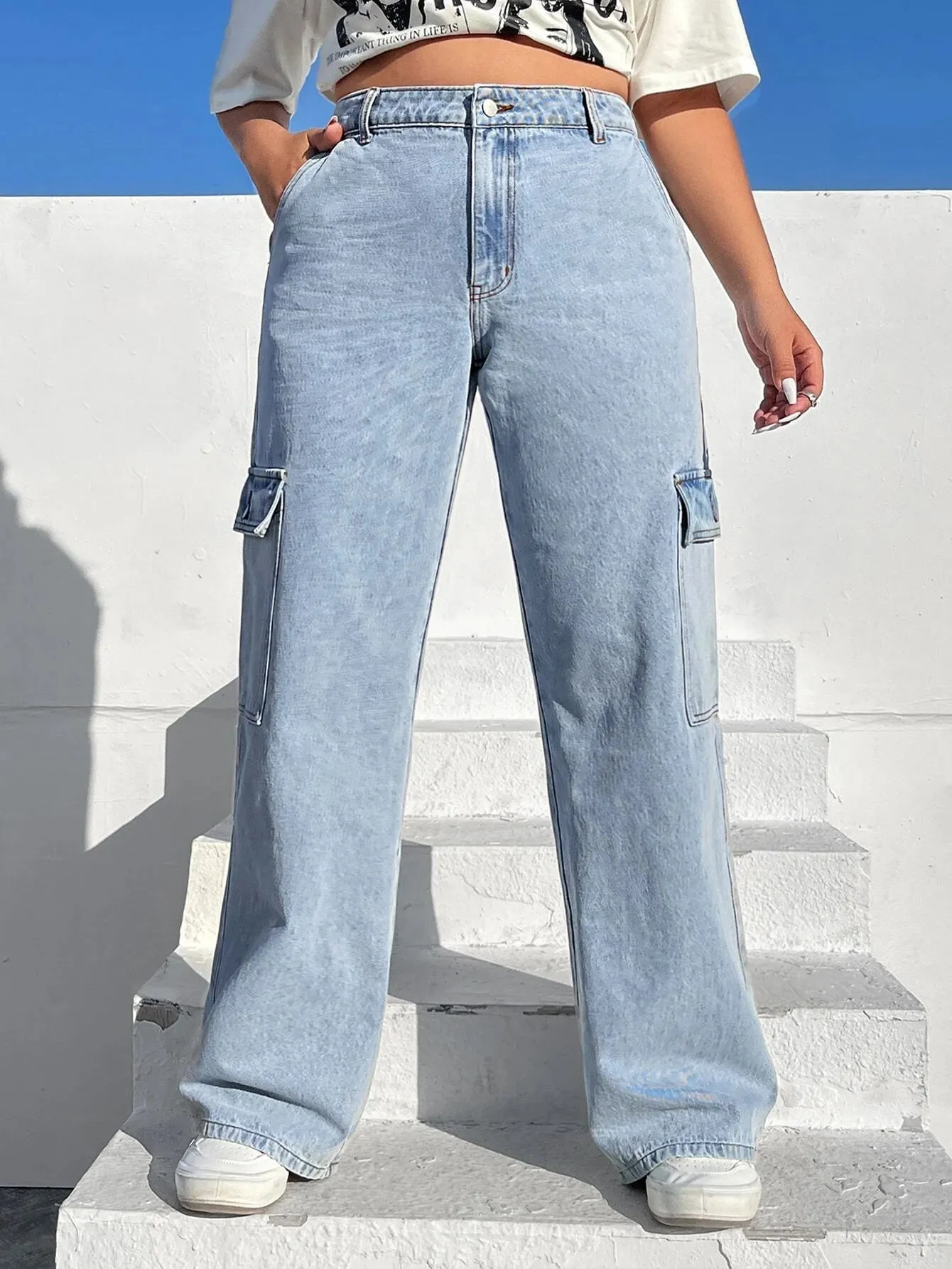Cargo Jeans With Flap Pocket