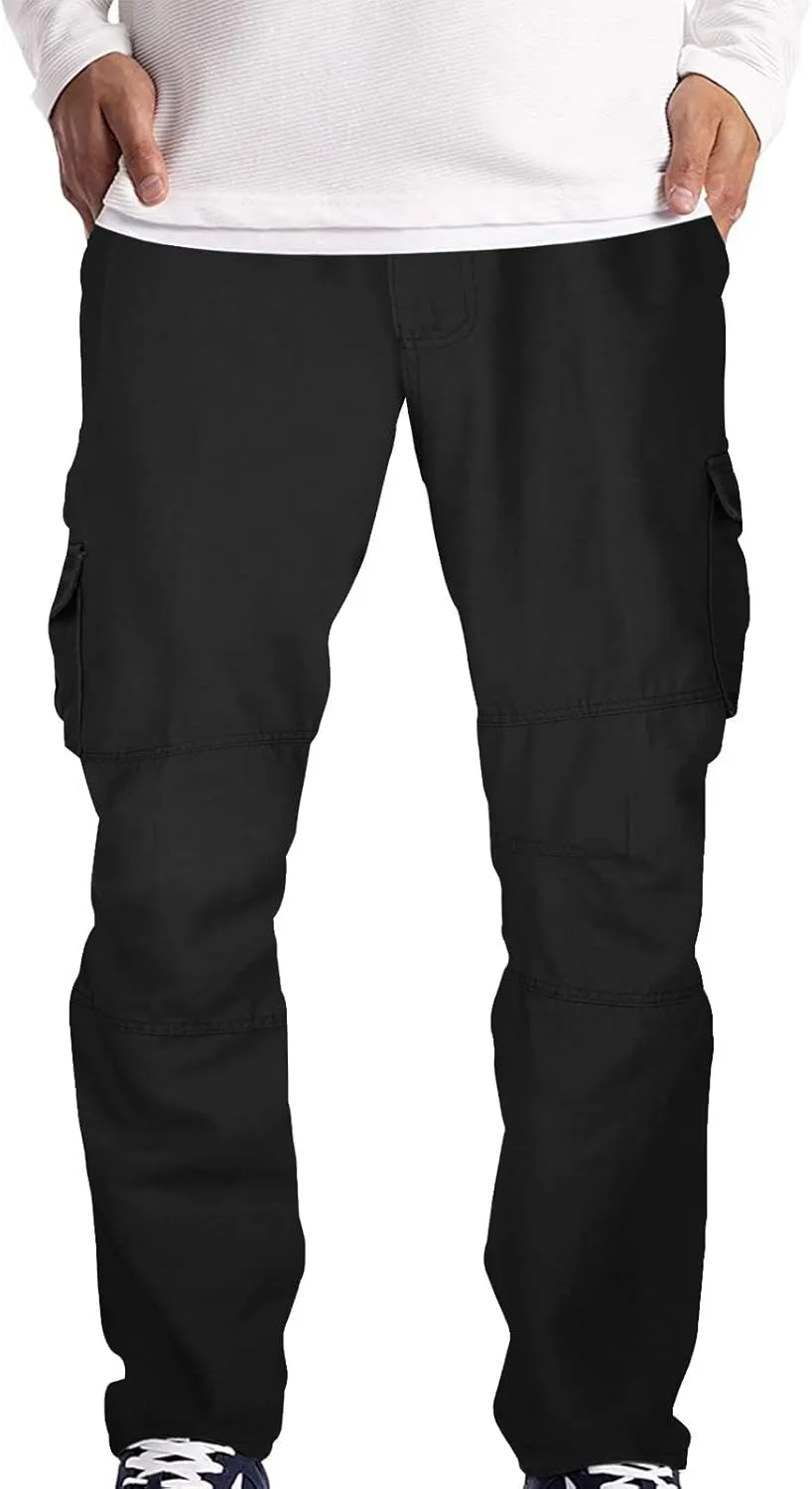 Cargo Jogger Pants for Mens Sweatpants Zipper Pocket Baggy Sweatpants Plus Size Black Military Pants Twill Pants