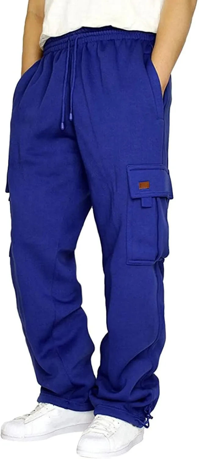 Cargo Pants for Men Baggy Multiple Pockets Pants Casual Elastic Waist Drawstring Cargo Pants Joggers Trousers