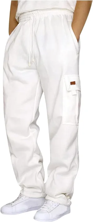 Cargo Pants for Men Baggy Multiple Pockets Pants Casual Elastic Waist Drawstring Cargo Pants Joggers Trousers