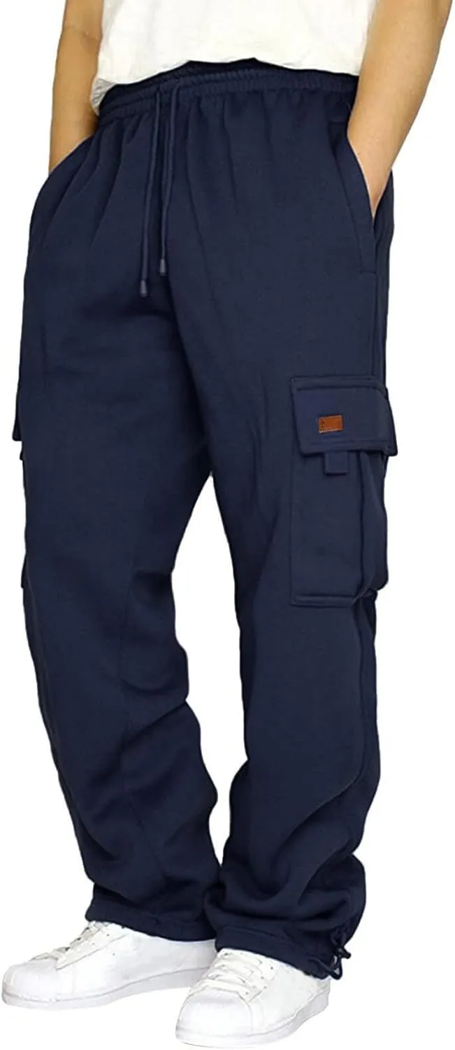 Cargo Pants for Men Baggy Multiple Pockets Pants Casual Elastic Waist Drawstring Cargo Pants Joggers Trousers