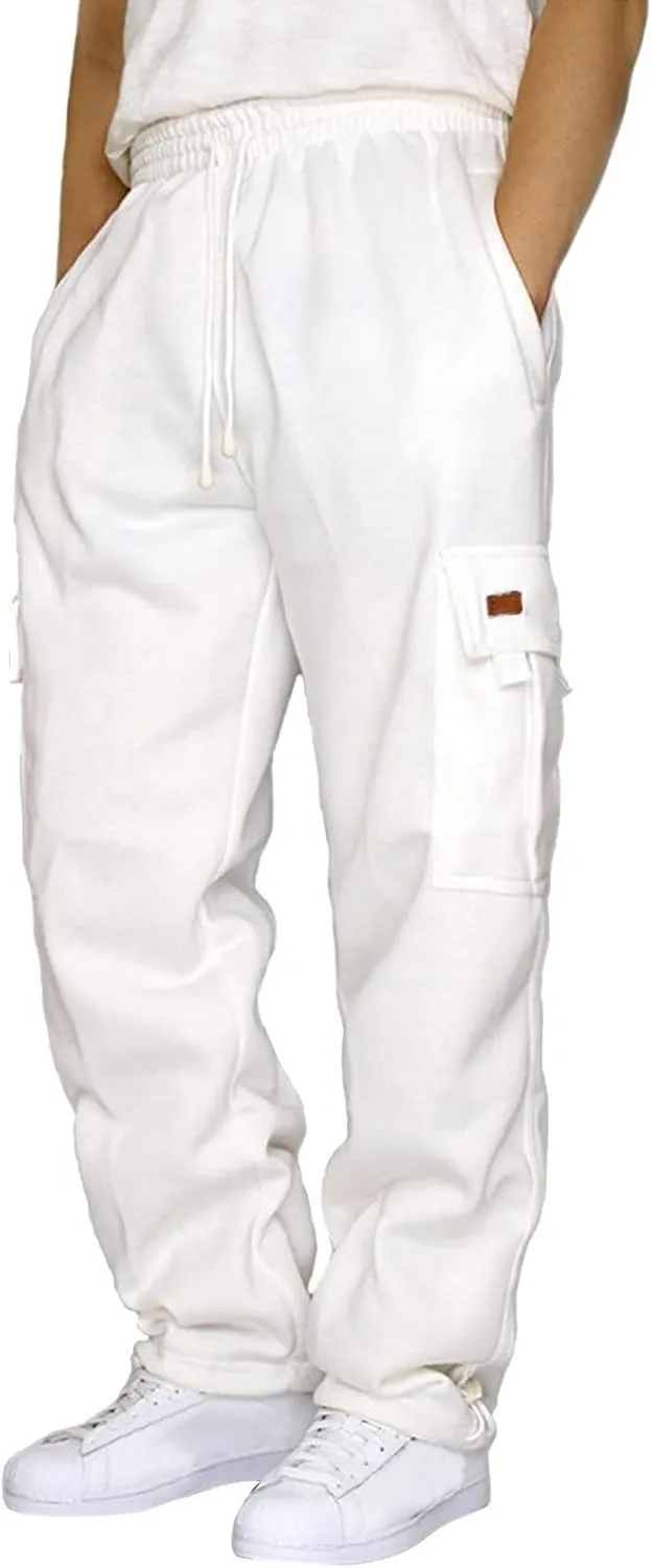 Cargo Pants for Men Baggy Multiple Pockets Pants Casual Elastic Waist Drawstring Cargo Pants Joggers Trousers