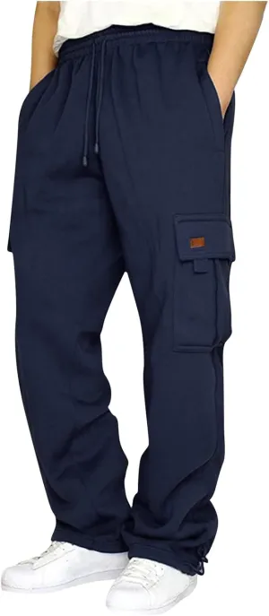 Cargo Pants for Men Baggy Multiple Pockets Pants Casual Elastic Waist Drawstring Cargo Pants Joggers Trousers