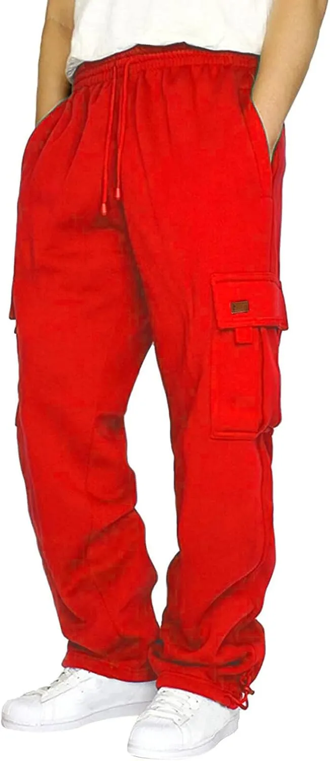 Cargo Pants for Men Baggy Multiple Pockets Pants Casual Elastic Waist Drawstring Cargo Pants Joggers Trousers