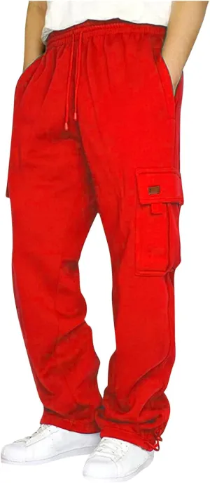 Cargo Pants for Men Baggy Multiple Pockets Pants Casual Elastic Waist Drawstring Cargo Pants Joggers Trousers