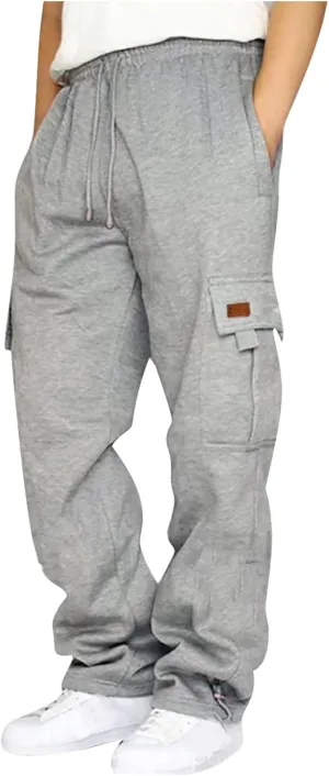 Cargo Pants for Men Relaxed Fit Multiple Pockets Pants Casual Elastic Waist Drawstring Cargo Pants Fashion Trousers
