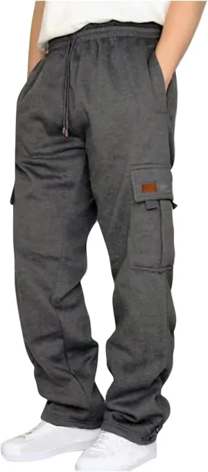 Cargo Pants for Men Relaxed Fit Multiple Pockets Pants Casual Elastic Waist Drawstring Cargo Pants Fashion Trousers